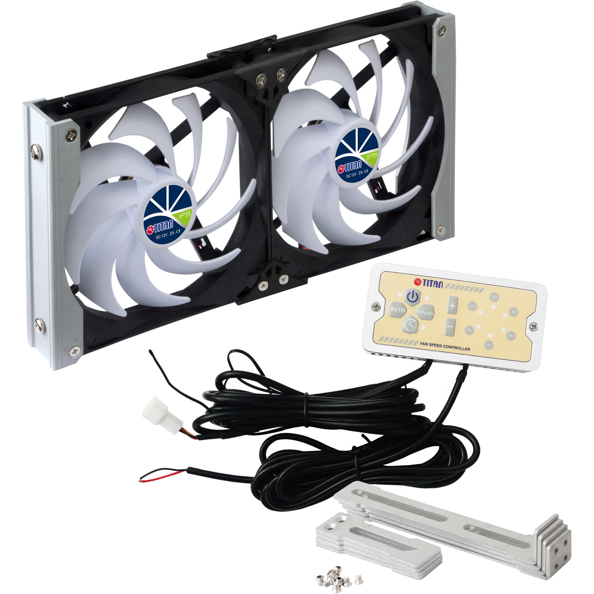 Titan TTC-SC20(B/)V2+ Kühlschrank-Doppellüfter 120x25mm IP55 Timer Gleichrichter Titan TTC-SC20(B/)V2+ Kühlschrank-Doppellüfter 120x25mm IP55 Timer Gleichrichter