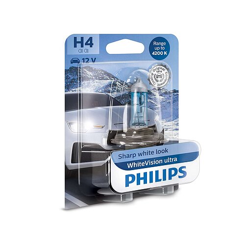 Philips H4 12V 60/55W P43t WhiteVision Ultra 4200K 1 Stück Blister