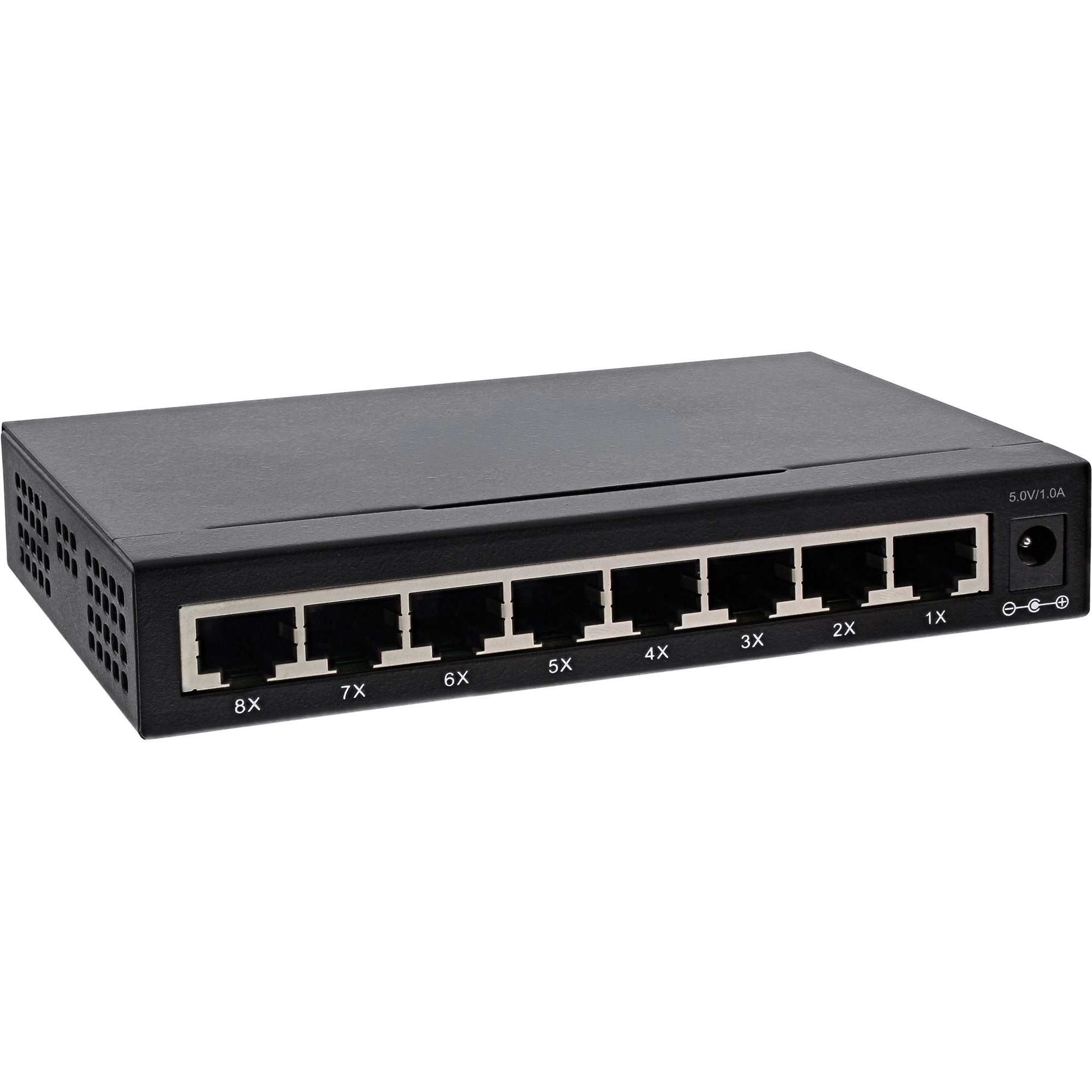 Inline® Gigabit Switch 8x, 10/100/1000, Desktop, Metall, Lüfterlos, gesch. Ports