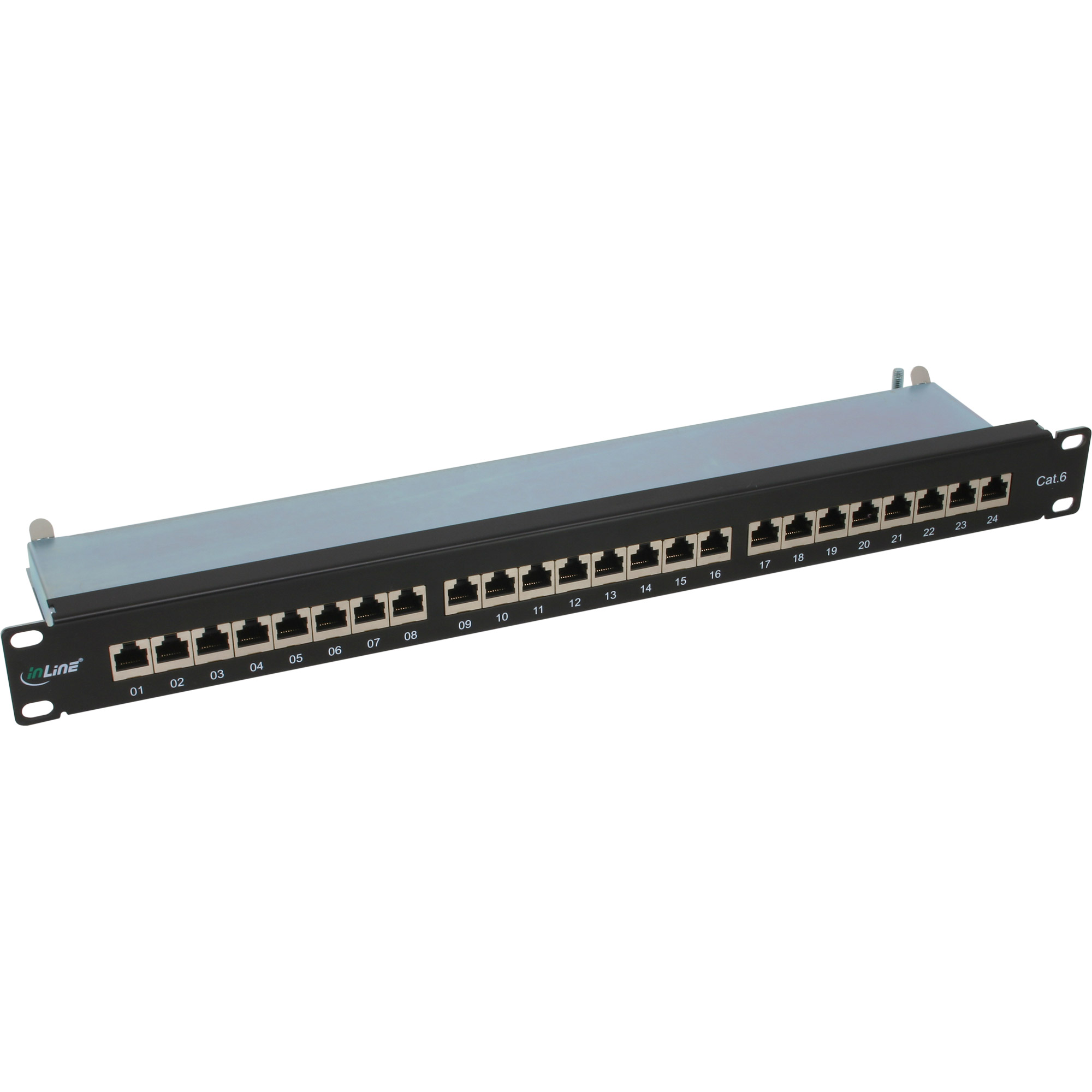 Inline® Patchfeld Cat.6, 24-fach, 48,26cm (19"), 1HE, schwarz, RAL9005