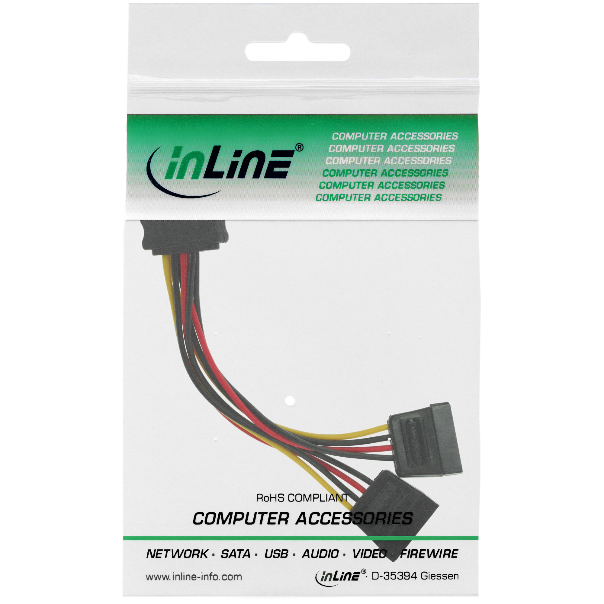 InLine® SATA Strom-Y-Kabel, SATA Buchse an 2x SATA Stecker, 0,15m InLine® SATA Strom-Y-Kabel, SATA Buchse an 2x SATA Stecker, 0,15m