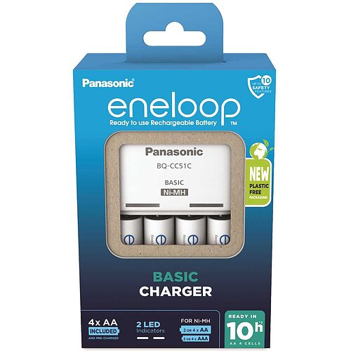 Panasonic eneloop Basic Charger BQ-CC51C inklusive 4x HR-3UTGB / BK-3MCDE