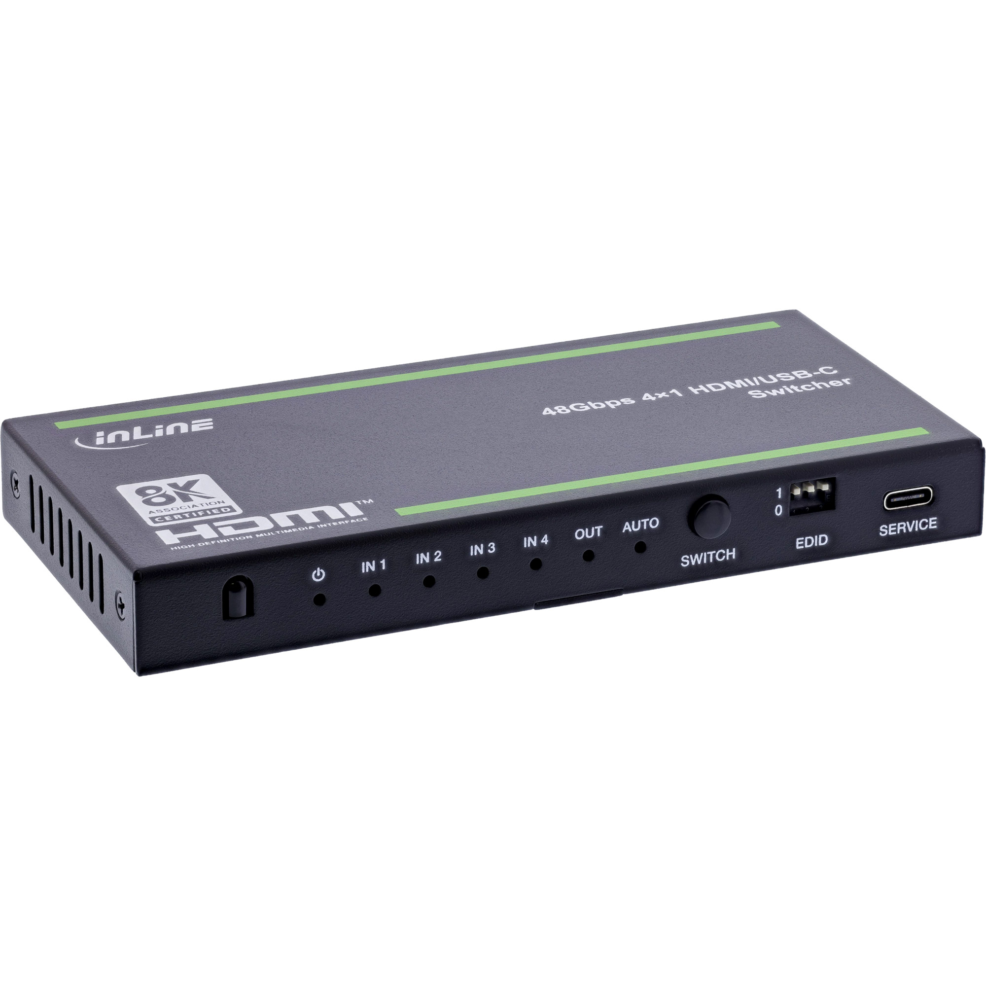 InLine® HDMI Switch, 4-fach, 48Gb/s, 8K@60Hz, mit USB-C InLine® HDMI Switch, 4-fach, 48Gb/s, 8K@60Hz, mit USB-C