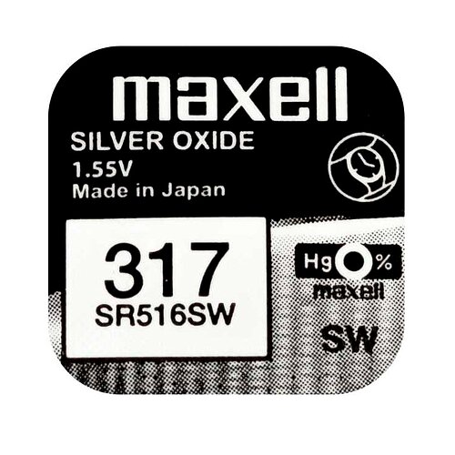 1x SR516SW SR62 317 Silberoxid Batterie Maxell 1,55V