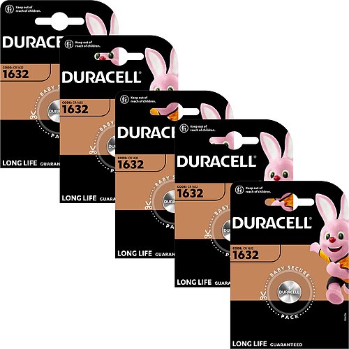Duracell CR1632 Lithium Knopfzelle 3V Batterie - 5er Verpackung