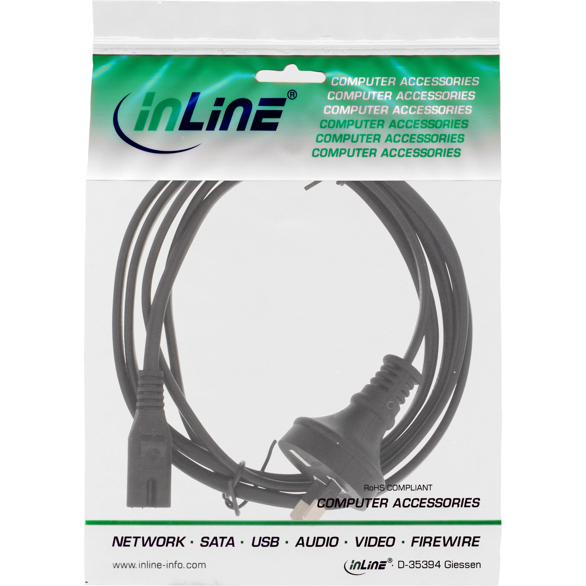 Inline® Netzkabel, Netzstecker Australien auf Euro 8 C7 Stecker, 1,8m Inline® Netzkabel, Netzstecker Australien auf Euro 8 C7 Stecker, 1,8m