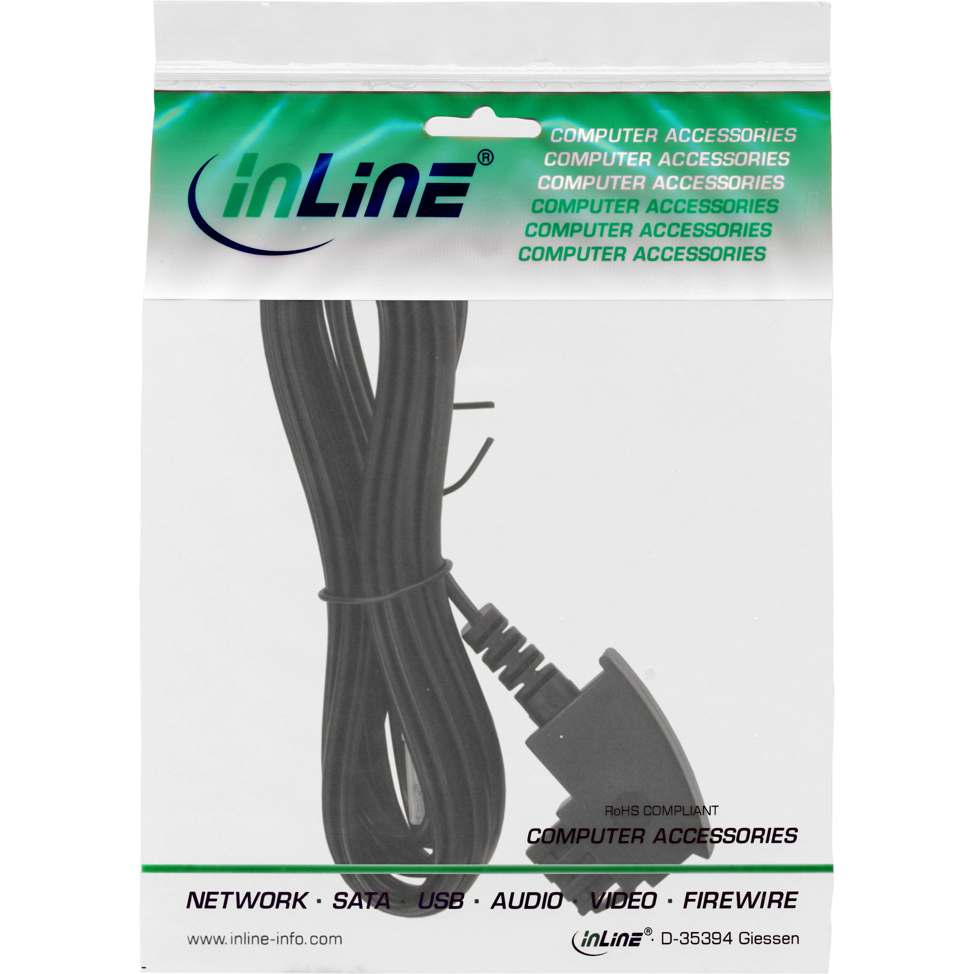 Inline® TAE-F Kabel für DSL-Router, TAE-F Stecker an RJ45 8P2C, 20m