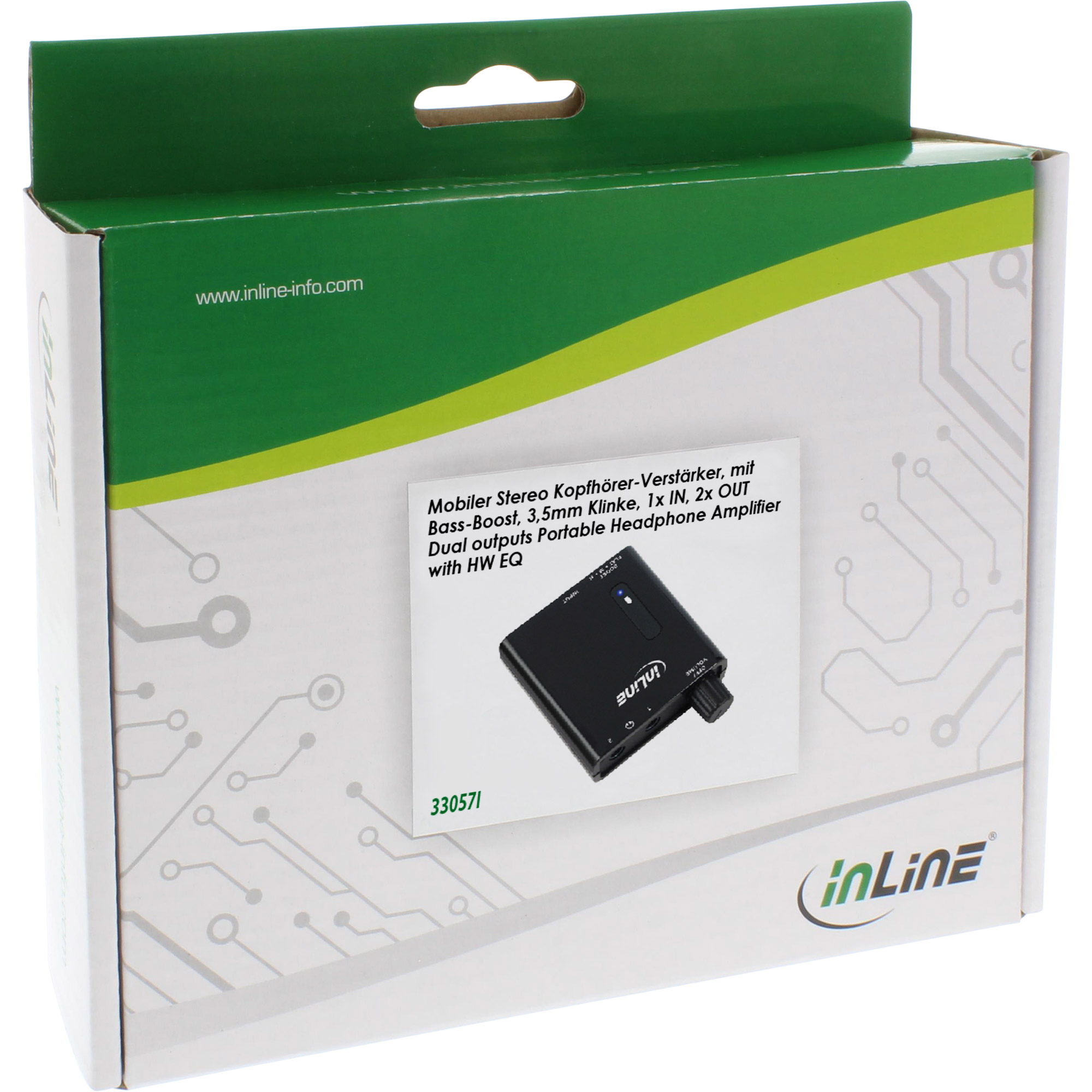 Inline® Mobiler Stereo Kopfhörer-Verstürker, mit Bass-Boost, 3,5mm Klinke, 1x IN