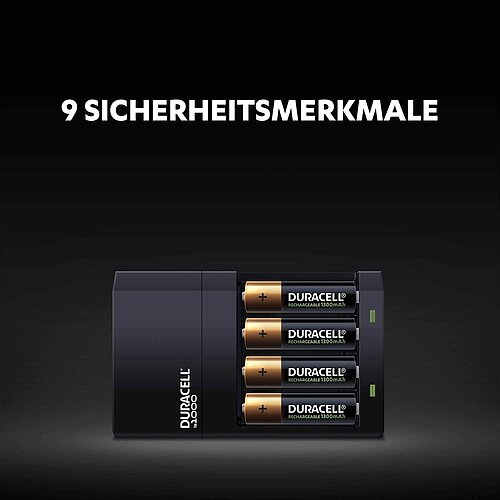 NiMH Akku Ladegerät 0,36A Duracell CEF 14 für AA Mignon AAA Micro inkl. 2 AA Akkus & 2 AAA Akkus