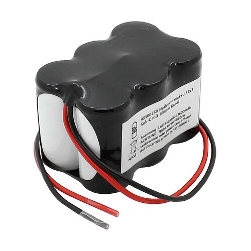 Notleuchtenakku NiCd 3,6V 3600mAh F2x3 Sub-C mit 300mm Kabel Notleuchtenakku NiCd 3,6V 3600mAh F2x3 Sub-C mit 300mm Kabel