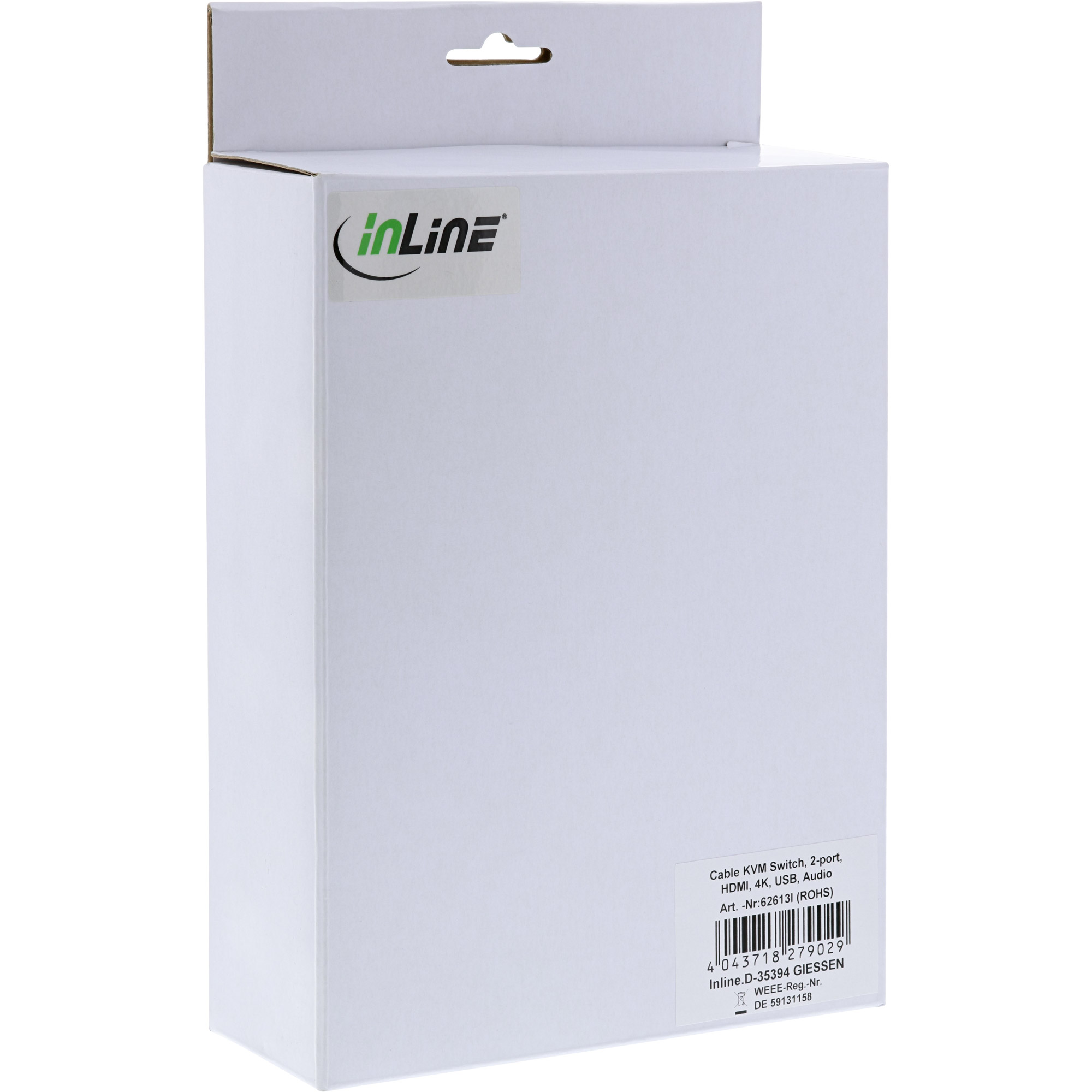 Inline® KVM Switch, 2-fach, HDMI, 4K, USB, mit Audio, integr. Kabel