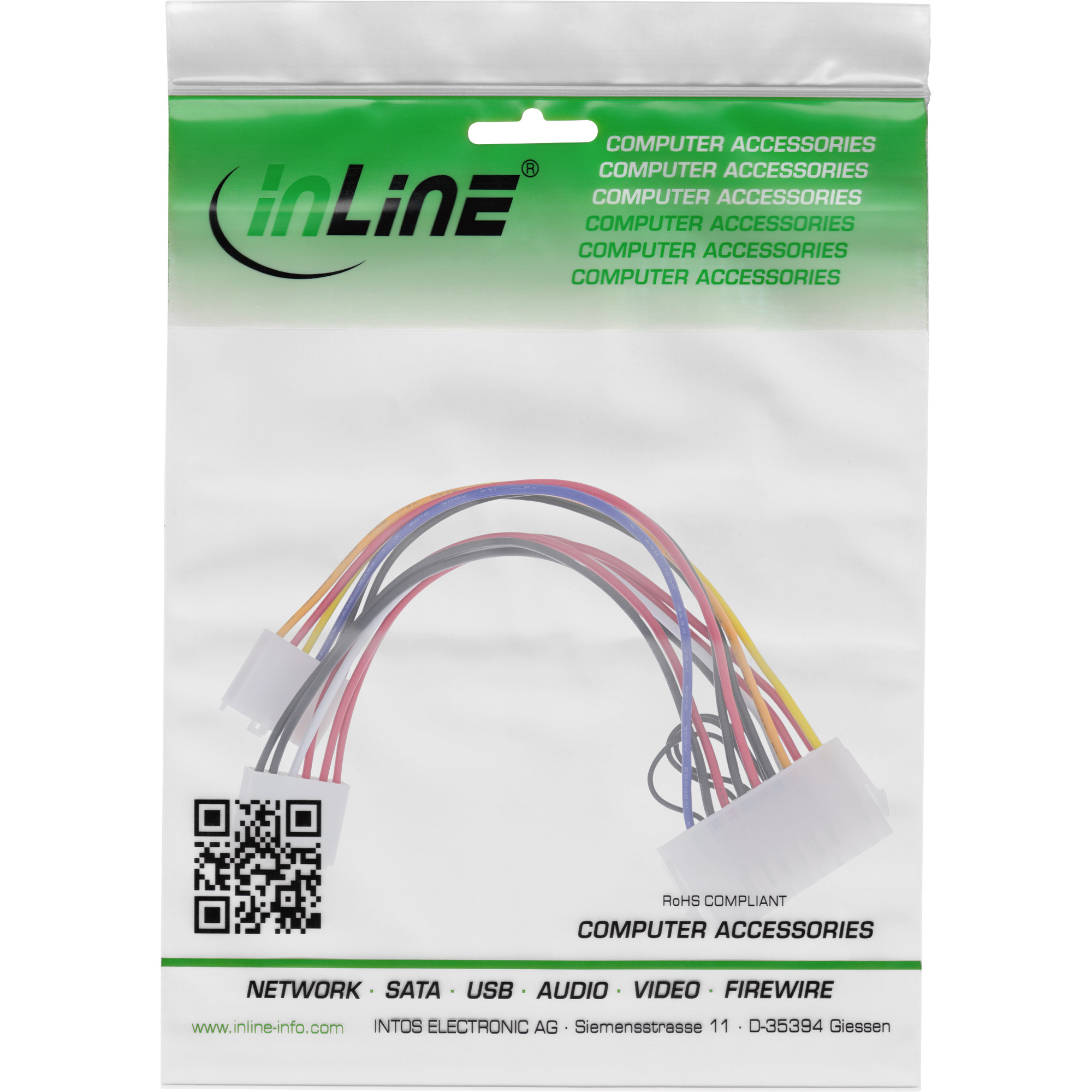 Inline® Stromadapter intern, 20pol ATX-NT zu P8/P9 AT-Mainboard, 0,20m