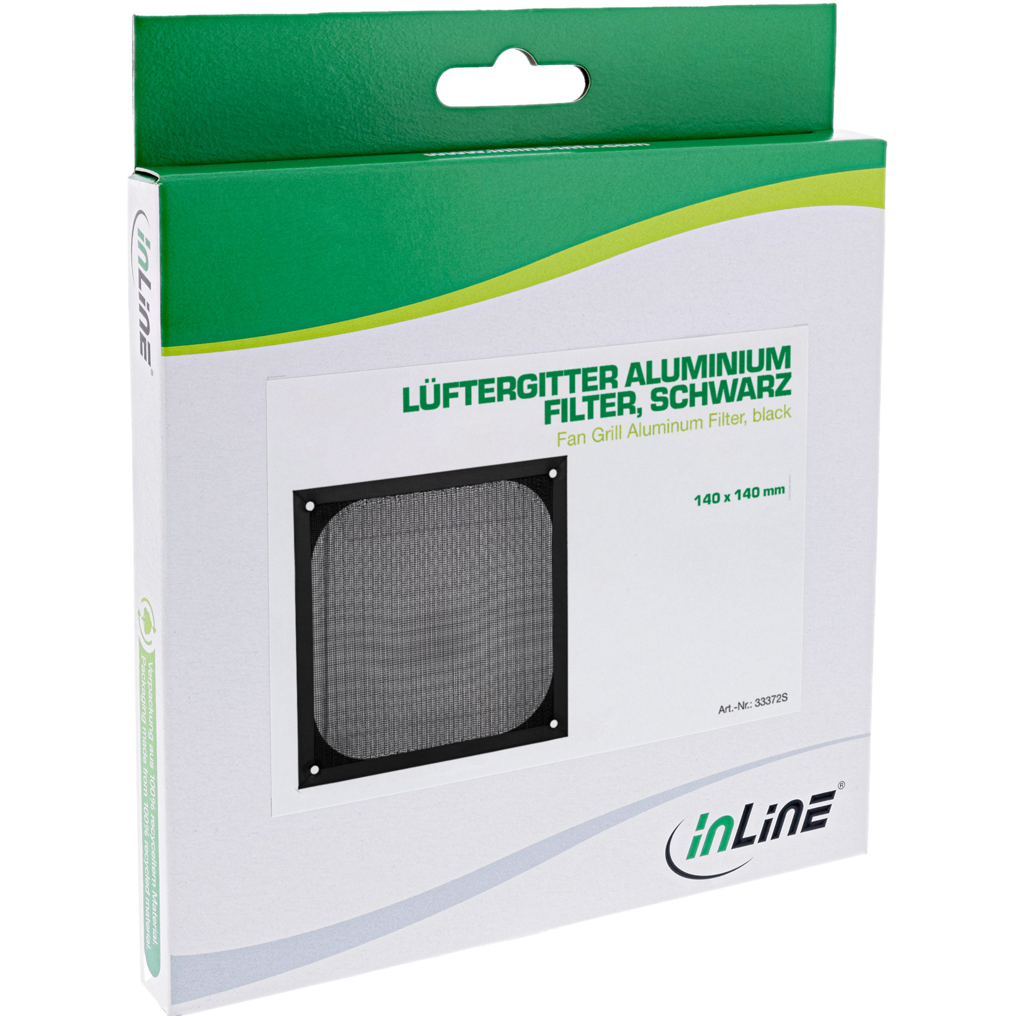 Inline® Lüftergitter, Aluminium Filter, 140x140mm, schwarz