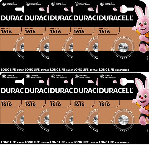 10x Duracell CR1616 Lithium Knopfzelle 3V Batterie