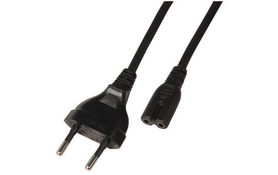Euro-Netzkabel, Länge 1,8 m, 2x0,75 mm², schwarz