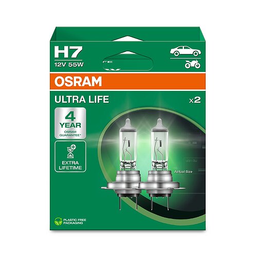 OSRAM H7 12V 55W PX26d ULTRA LIFE 4 Jahre Garantie 2 Stück