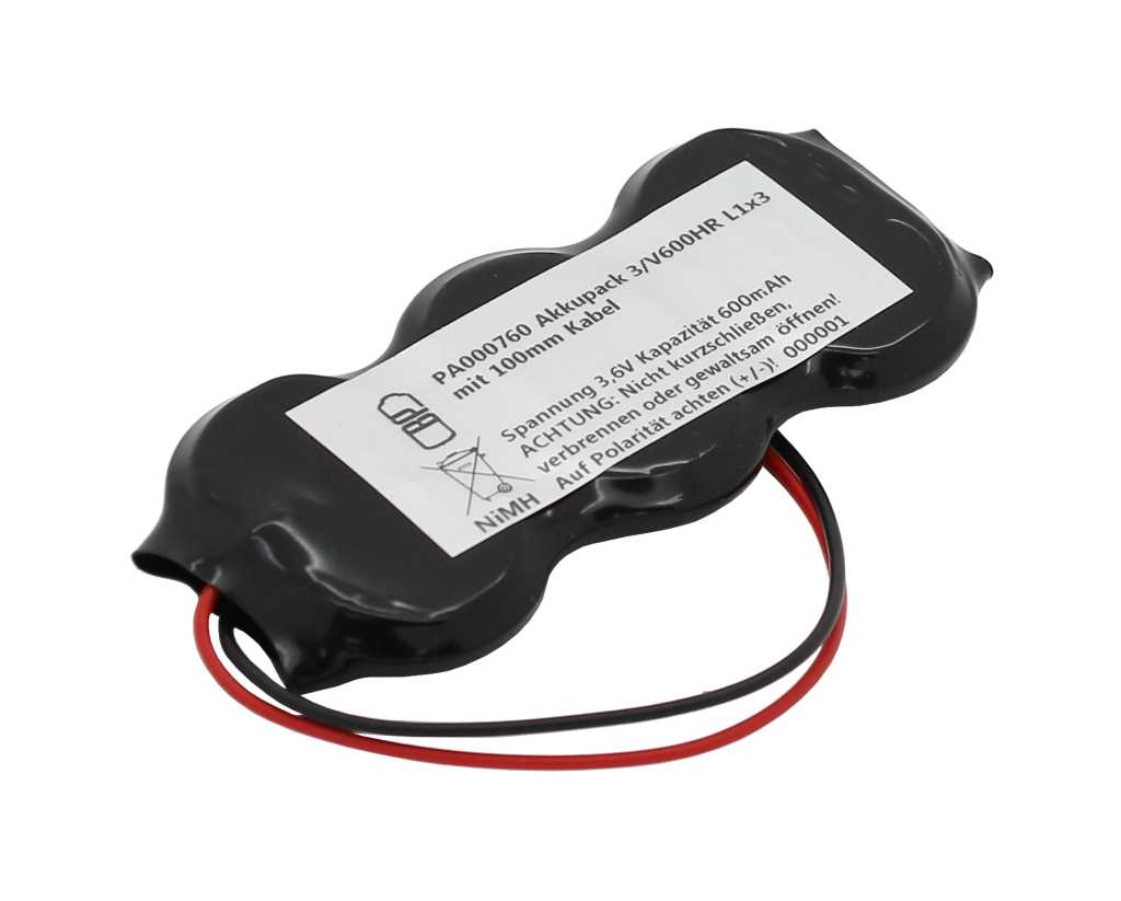Akkupack NiMH 3,6V 600mAh 3/V600HR F1x3 mit 100mm Kabel