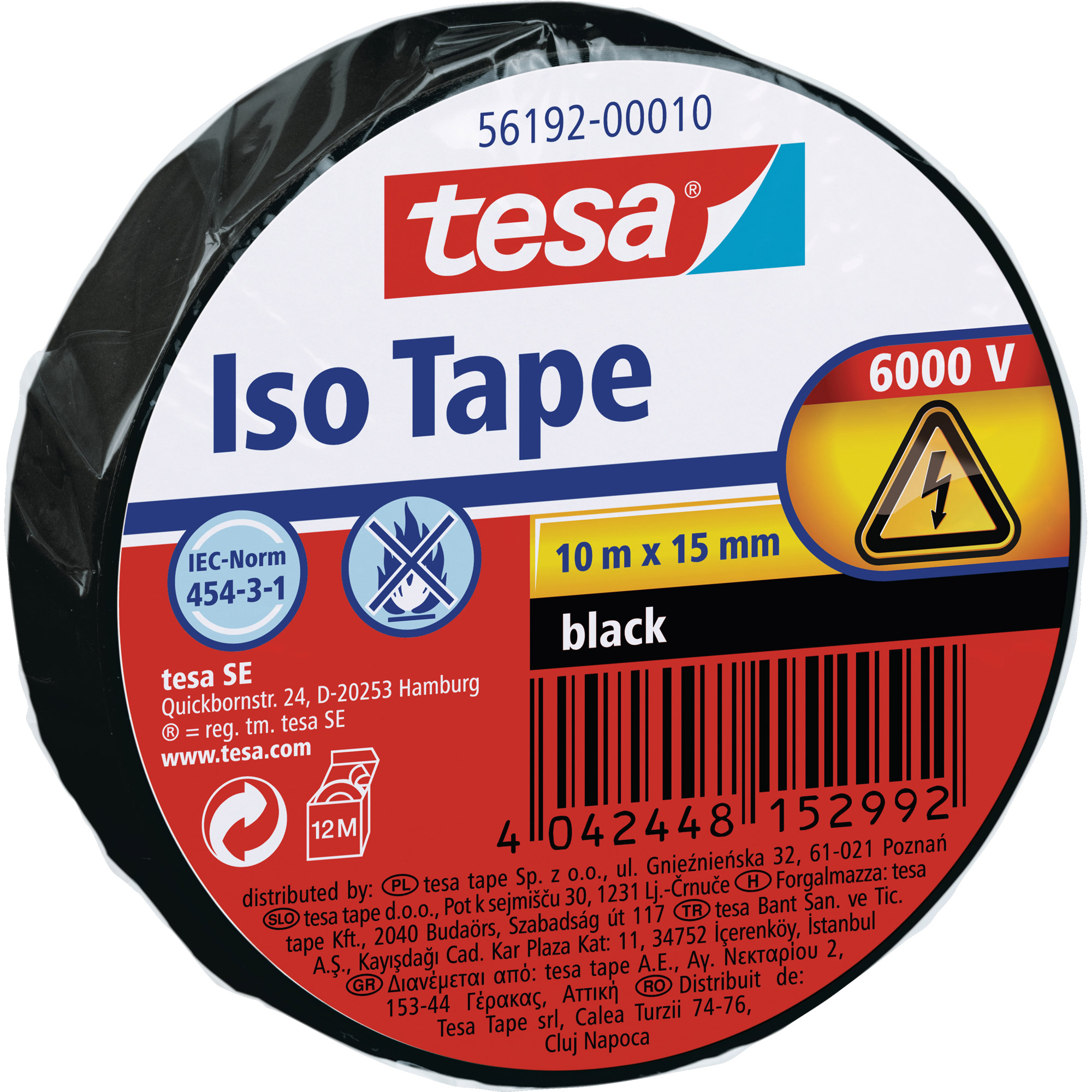 tesa Isolierklebeband, 10m x 15mm, schwarz tesa Isolierklebeband, 10m x 15mm, schwarz