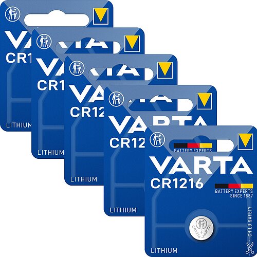5x Varta CR1216 Lithium Knopfzelle 3V Batterie