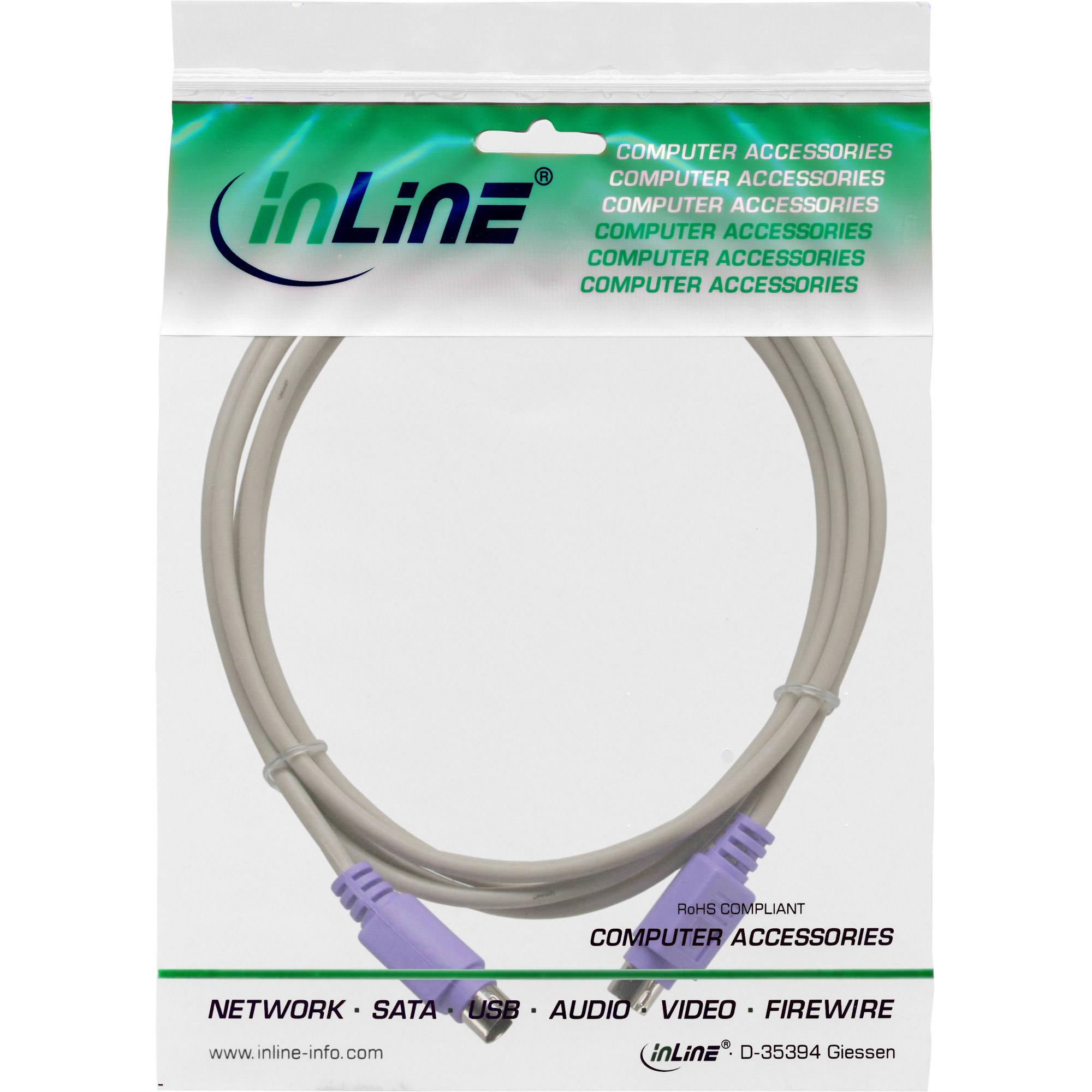 Inline® PS/2 Kabel, Stecker / Stecker, PC 99, Farbe Violett, 2m Inline® PS/2 Kabel, Stecker / Stecker, PC 99, Farbe Violett, 2m