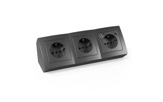 Steckdosenblock McPower ''Flair'' anthrazit, 3-fach Schutzkontakt + USB-C / USB-A