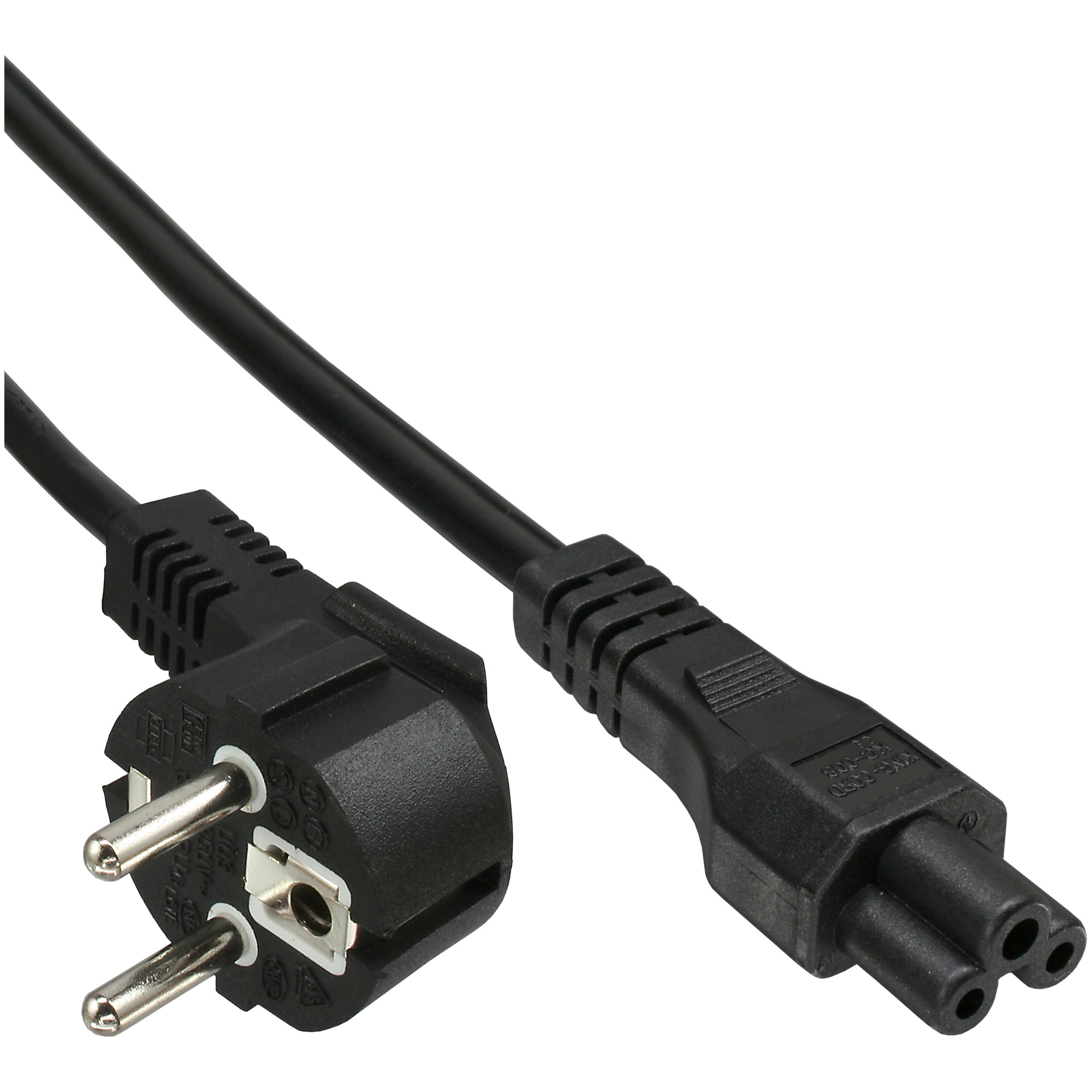 Inline® Netzkabel für Noteb., Schutzkontaktst. gew. auf 3pol Kuppl., schwarz, 2m