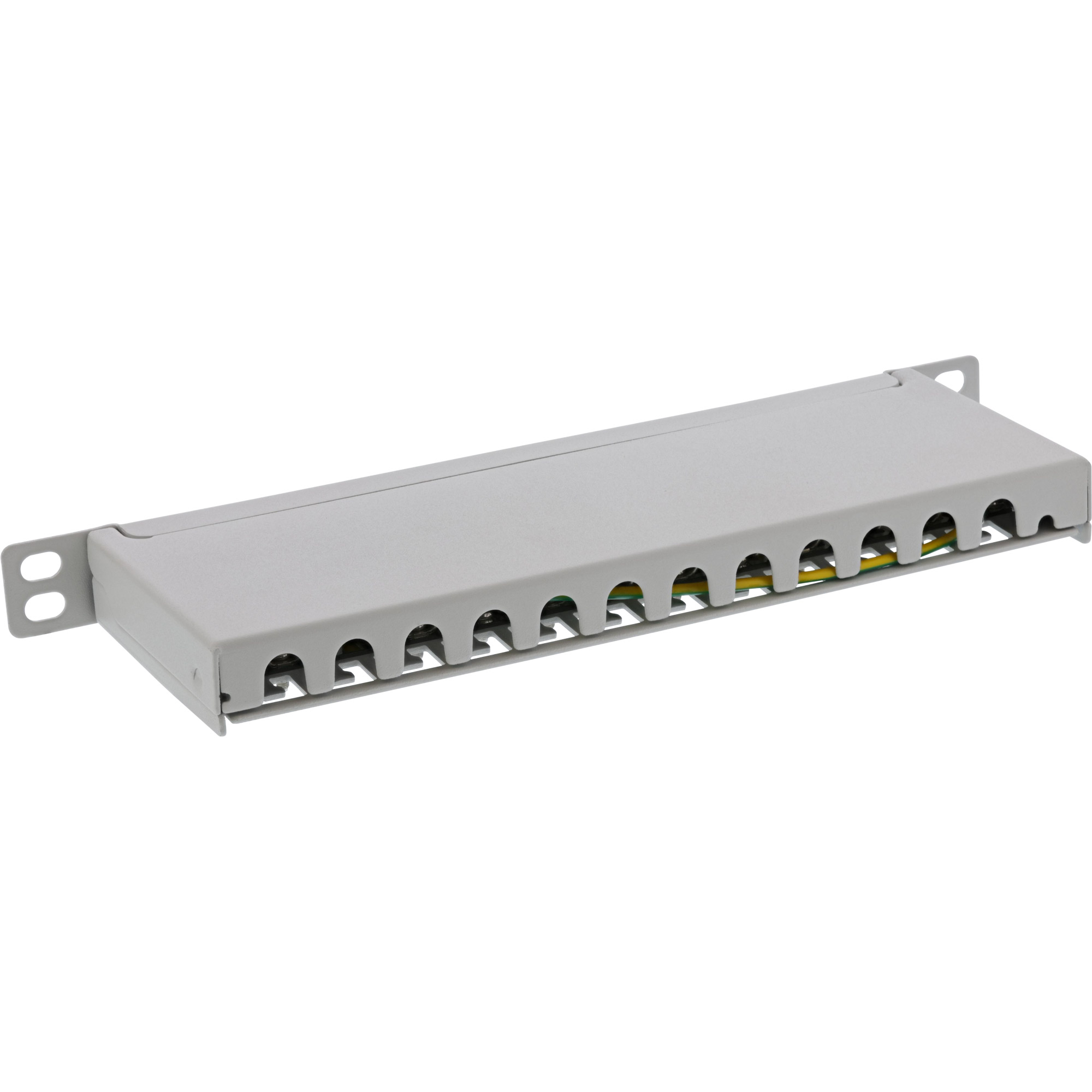 Inline® Patchfeld Cat.6A 12-fach 10" 0,5HE lichtgrau, RAL7035
