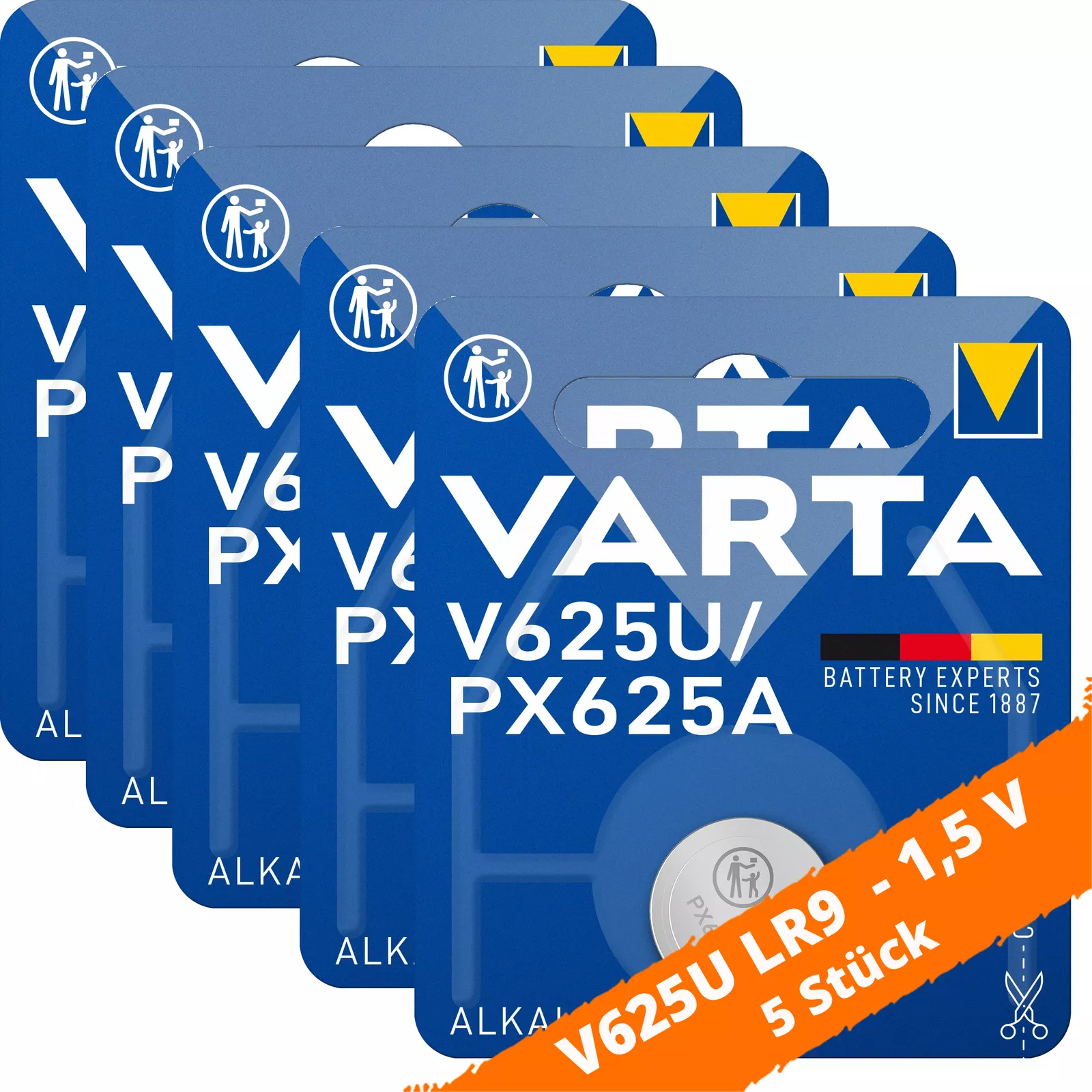 5x Varta V625U PX625A LR9 Alkaline 1,.5V Batterie