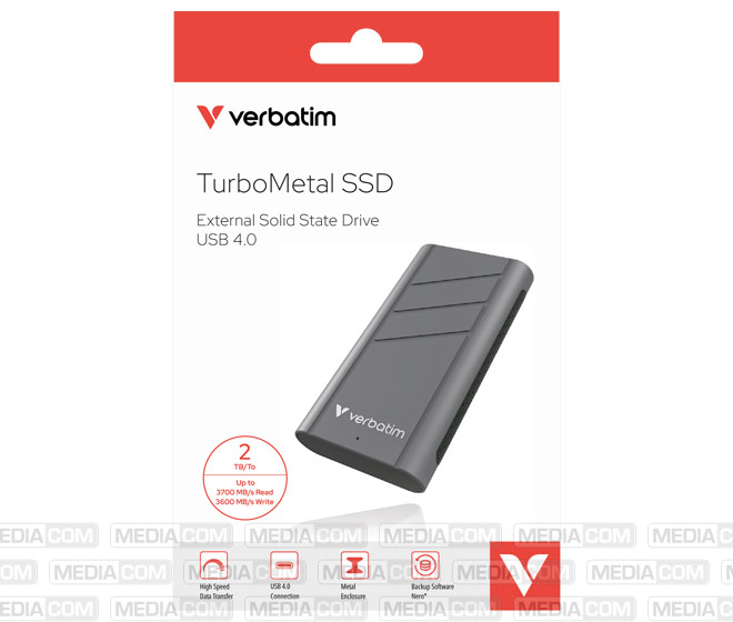 SSD 2TB, USB 4.0, Typ-C, TurboMetal, Metall