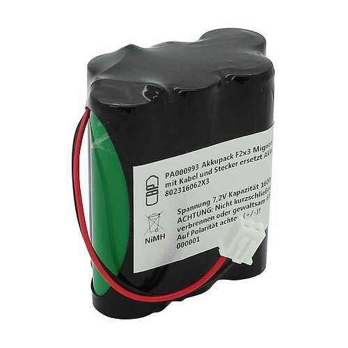 Akkupack NiMH 7,2V 1600mAh F2x3 Mignon AA mit Kabel und Stecker ersetzt Akku 802316062X3