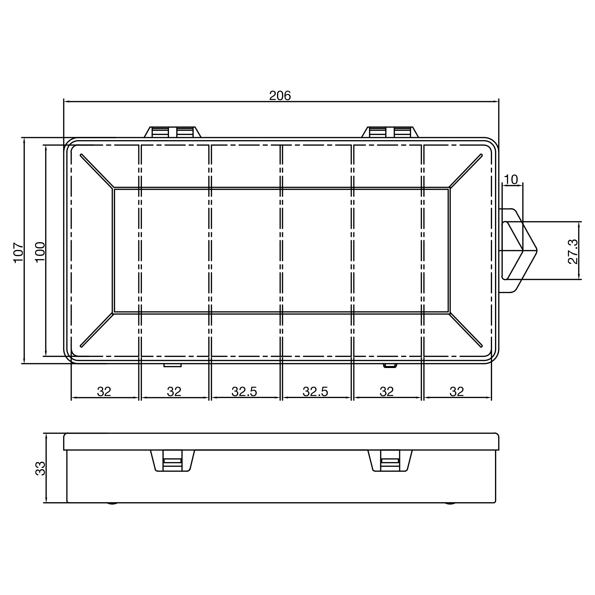 InLine® Kleinteilebox, 6 Fächer, Abmessungen: 206x107x33mm, transparent