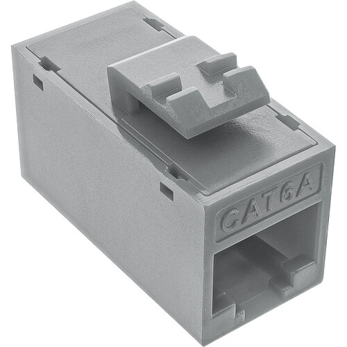 Inline® Keystone RJ45 Buchse/Buchse, ungeschirmt, Cat.6A, 8er Pack, grau