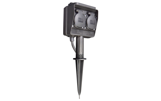 Gartensteckdose McPower, 2-fach, IP44, mit Erdspieß, 3m Kabel Gartensteckdose McPower, 2-fach, IP44, mit Erdspieß, 3m Kabel
