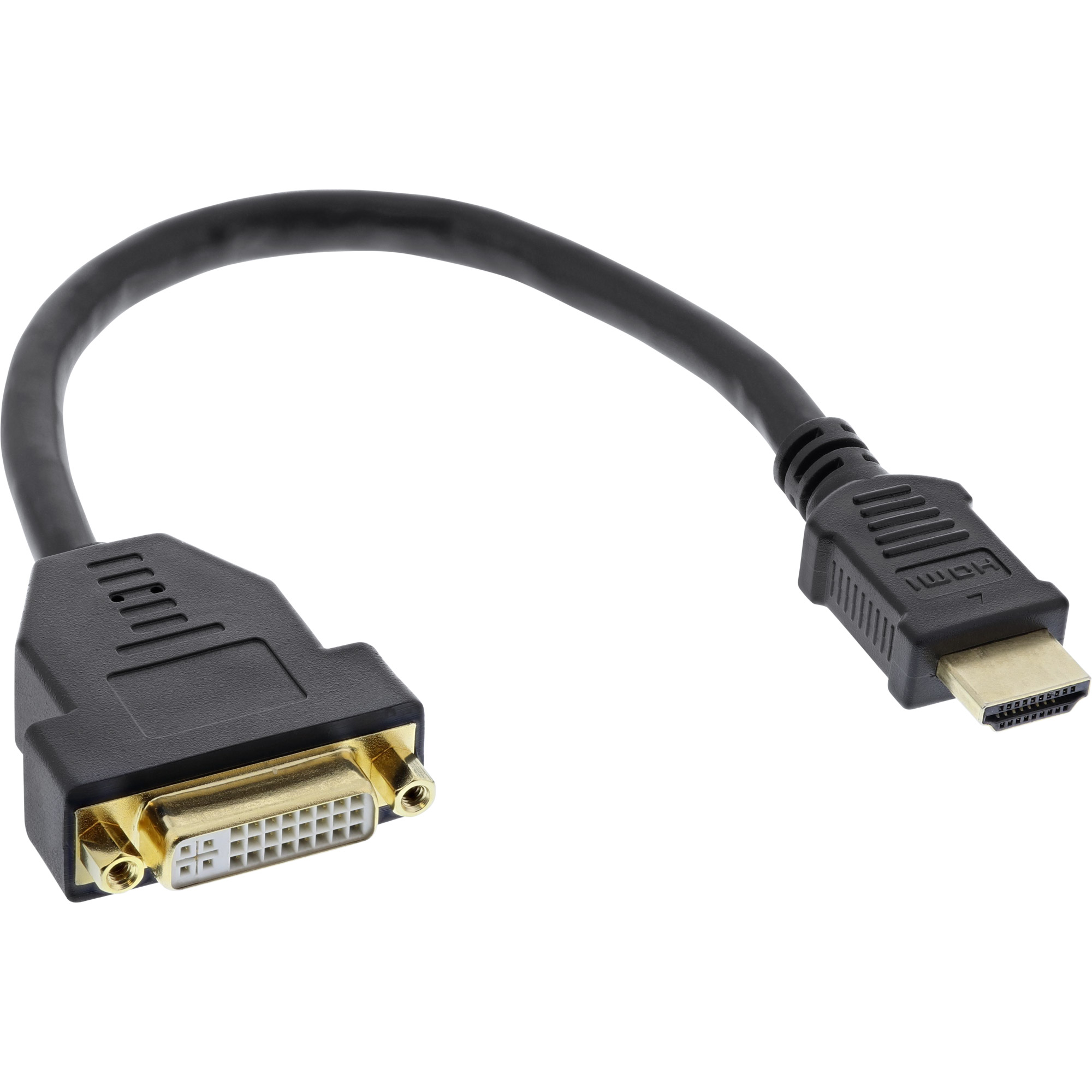 Inline® HDMI-DVI Adapterkabel, HDMI Stecker auf DVI Buchse, 0,2m