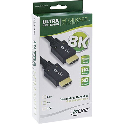 1m - Inline® HDMI Kabel, Ultra High Speed HDMI Kabel, 8K4K, Stecker / Stecker