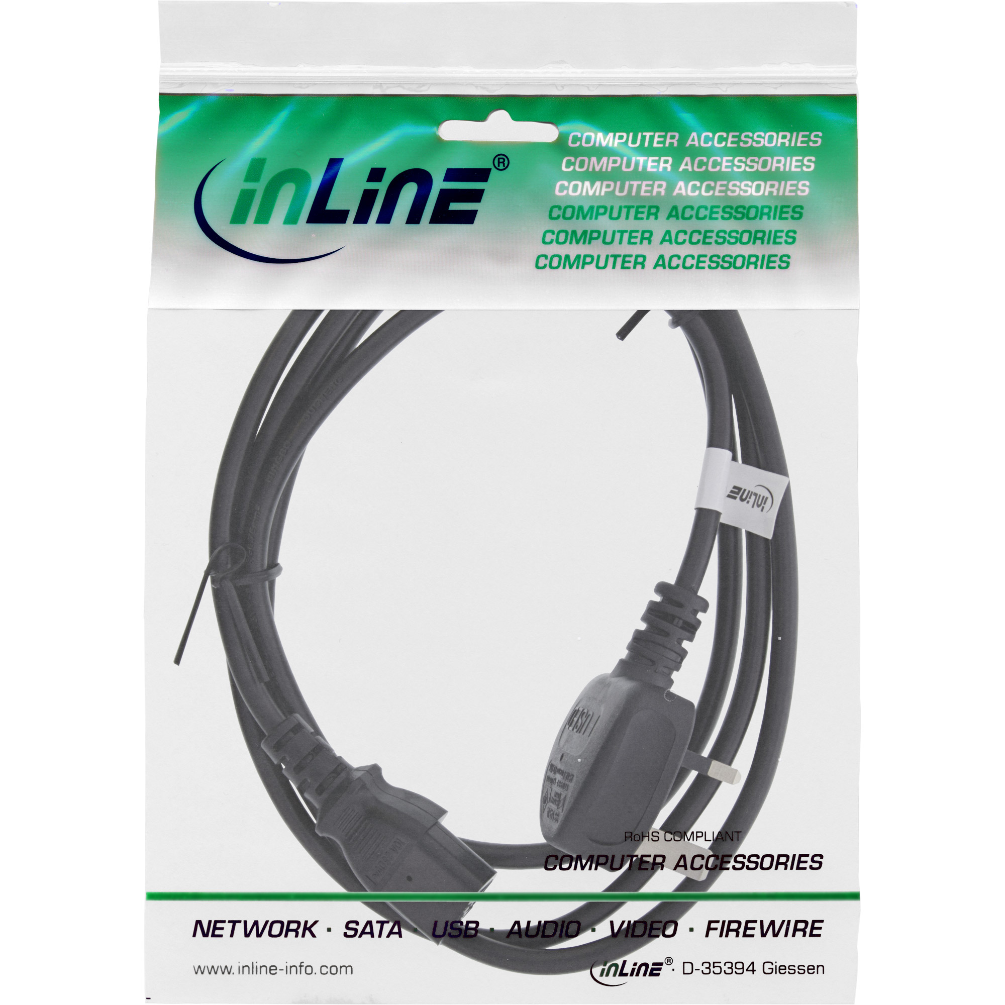 Inline® Netzkabel, Netzstecker England auf Kaltgerätestecker C13, 3m Inline® Netzkabel, Netzstecker England auf Kaltgerätestecker C13, 3m