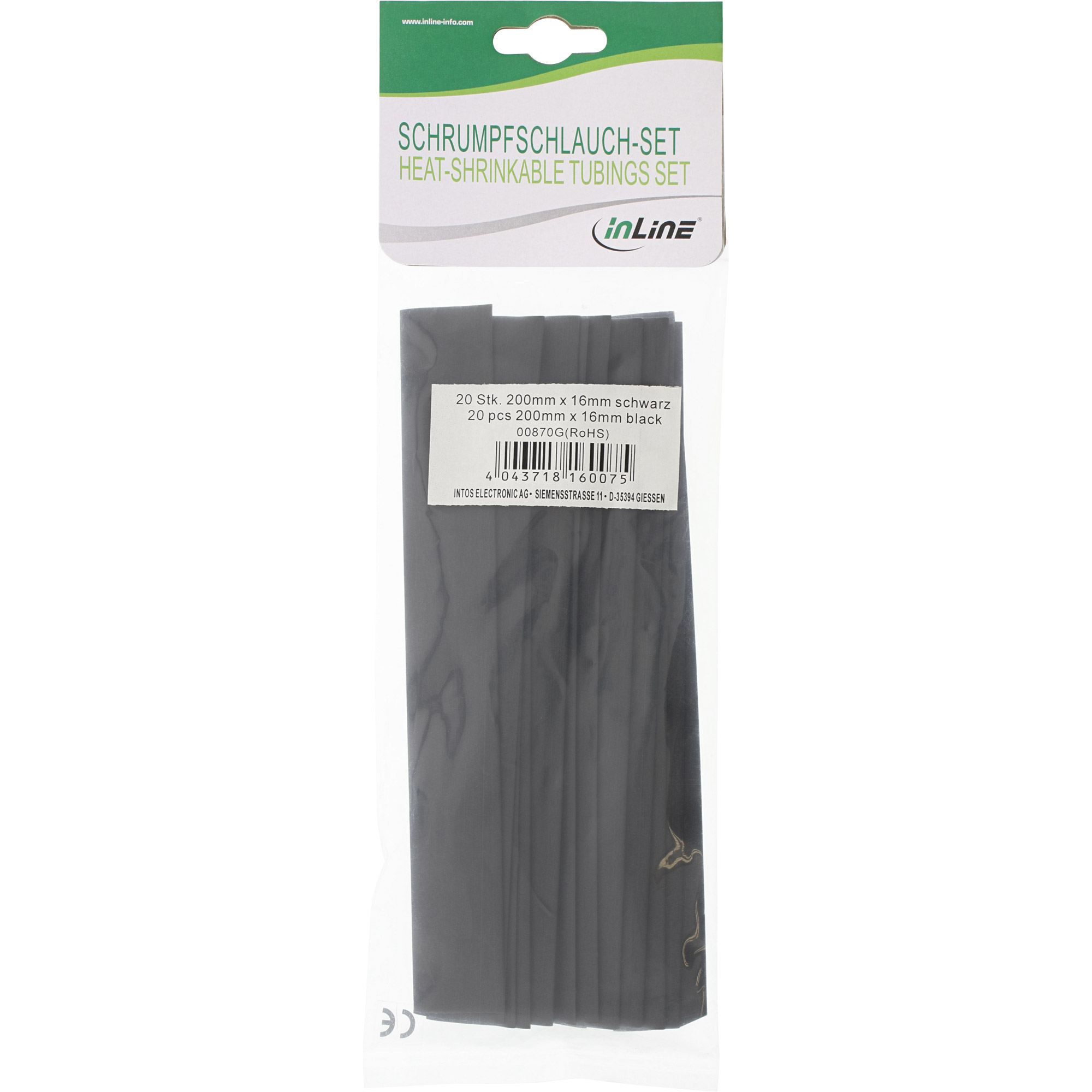 Inline® Schrumpfschlauch 200mm lang, 16mm > 8mm 20er Pack