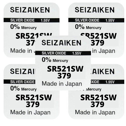 5x SR521SW SR63 379 Silberoxid Batterie Seizaiken 1,55 V