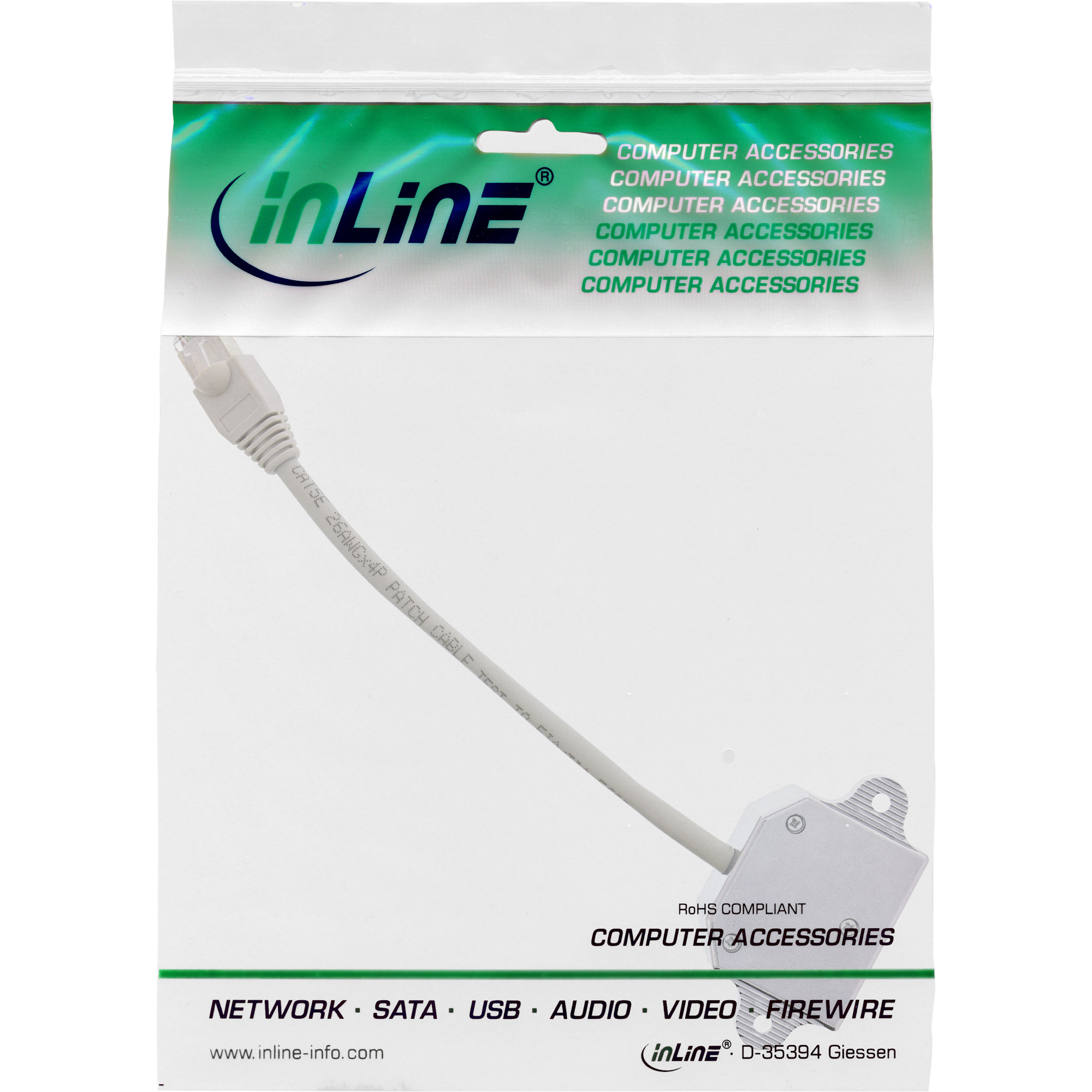 0.15m - Inline® Cat.5e / ISDN T-Adapter RJ45 Stecker an 2x RJ45 Buchse