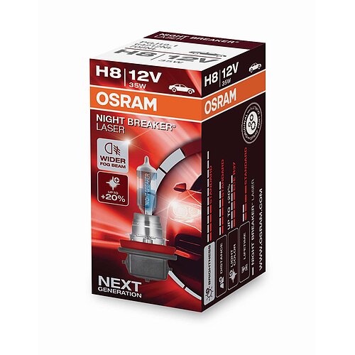 OSRAM H8 12V 35W PGJ19-1 NIGHT BREAKER® LASER +150% mehr Helligkeit 1 Stück