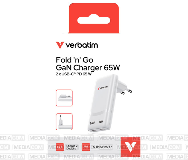 Fold 'n’ Go GaN Charger 65W, weiss