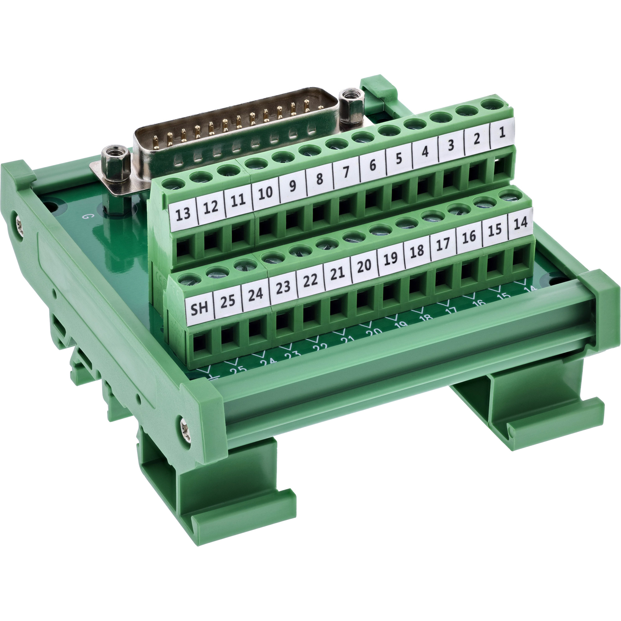 InLine® D-Sub 25 Terminalblock, Stecker , Schraubklemme, für Hutschiene
