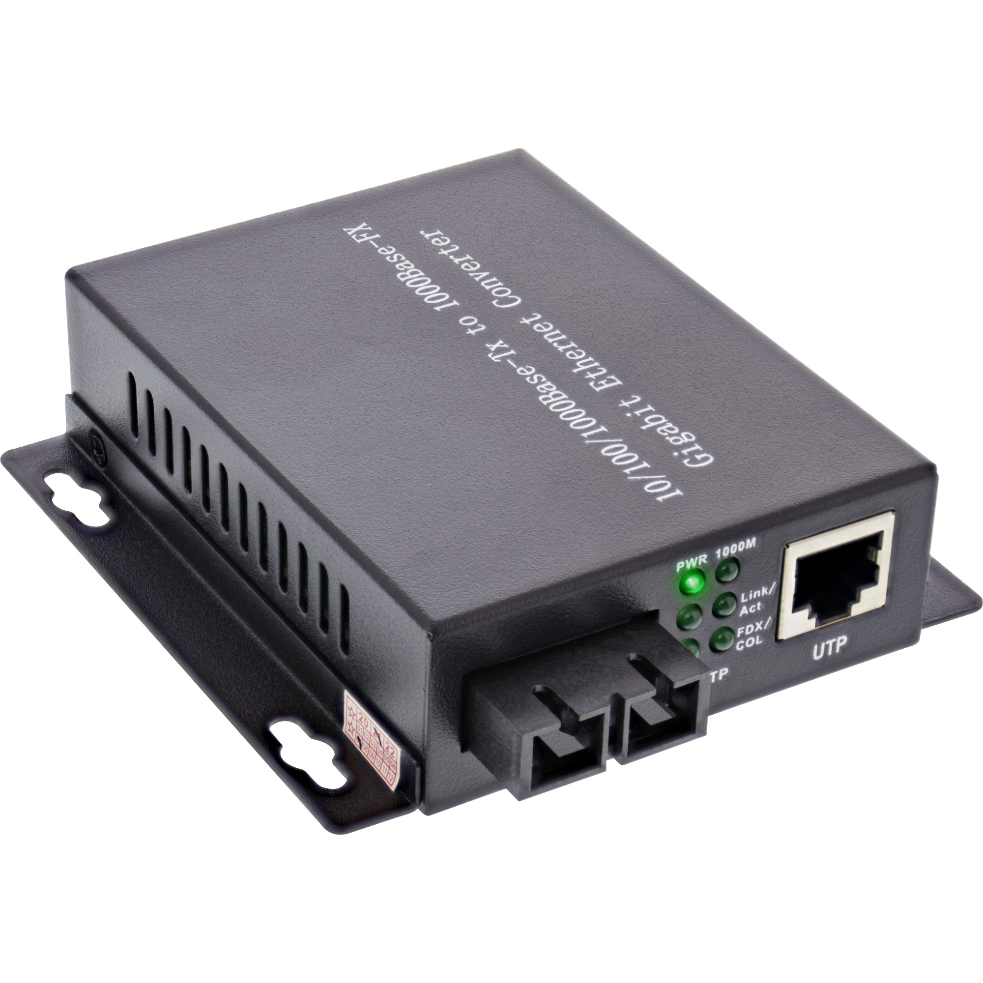 Inline® Netzwerk Media Konverter 10/100/1000Mb/s TP zu LWL (SC Duplex), SM, 20km