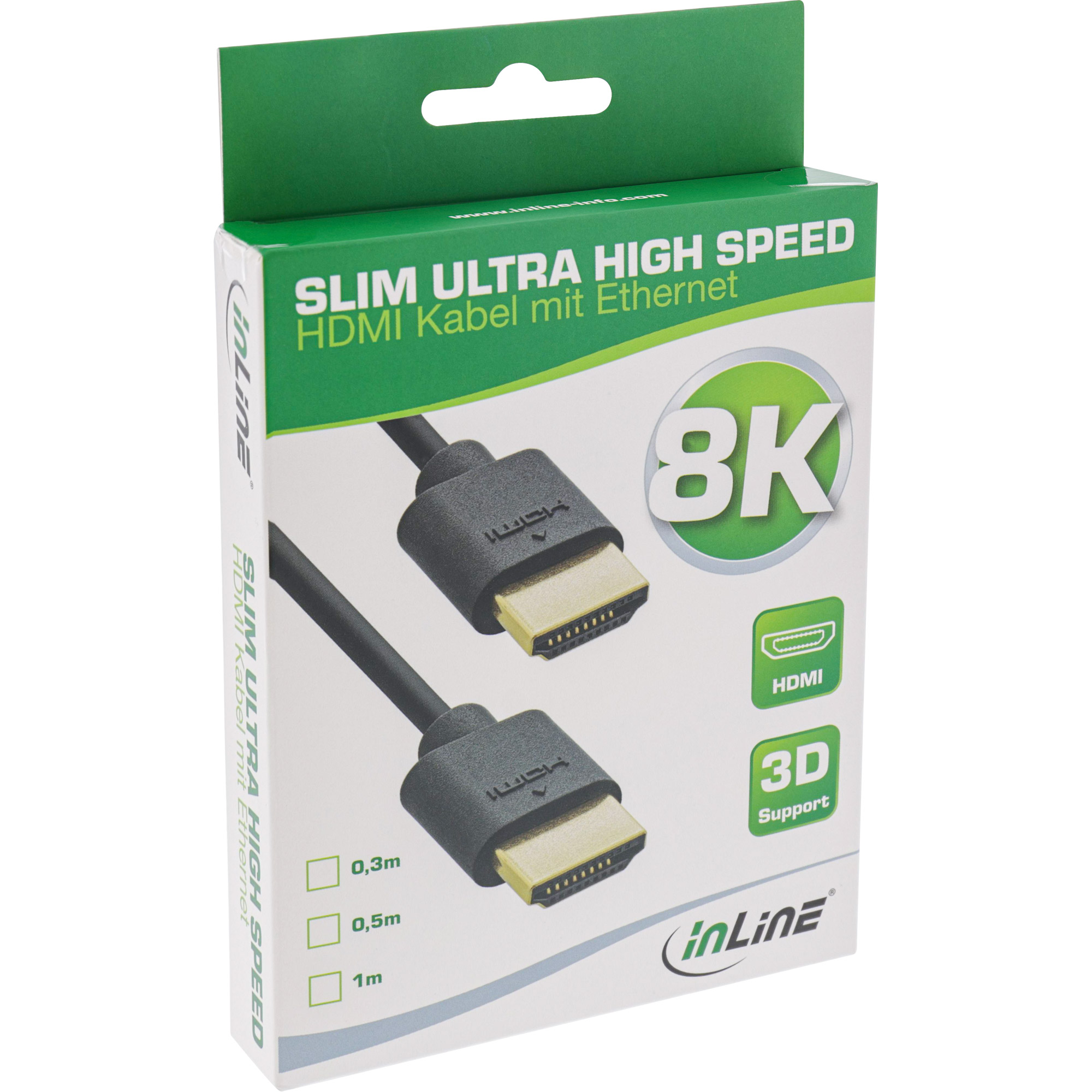 Inline® Slim Ultra High Speed HDMI Kabel, 8K4K, Stecker / Stecker, 0,3m Inline® Slim Ultra High Speed HDMI Kabel, 8K4K, Stecker / Stecker, 0,3m