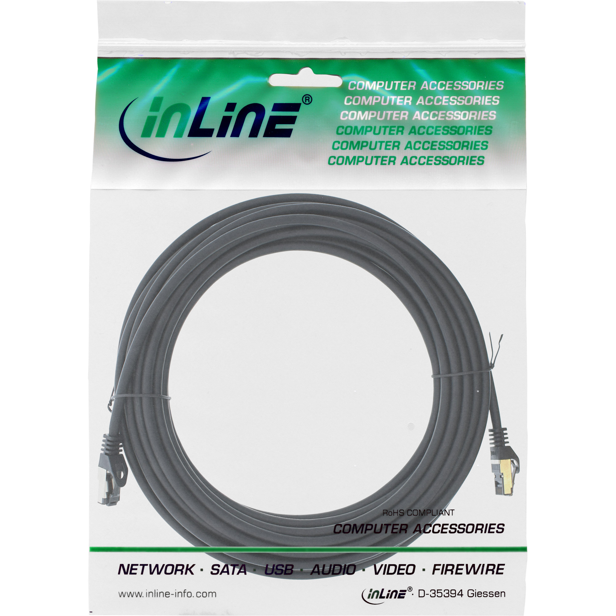 Inline® Patchkabel, S/FTP (PiMf), Cat.8.1, 2000MHz, halogenfrei, schwarz, 5m