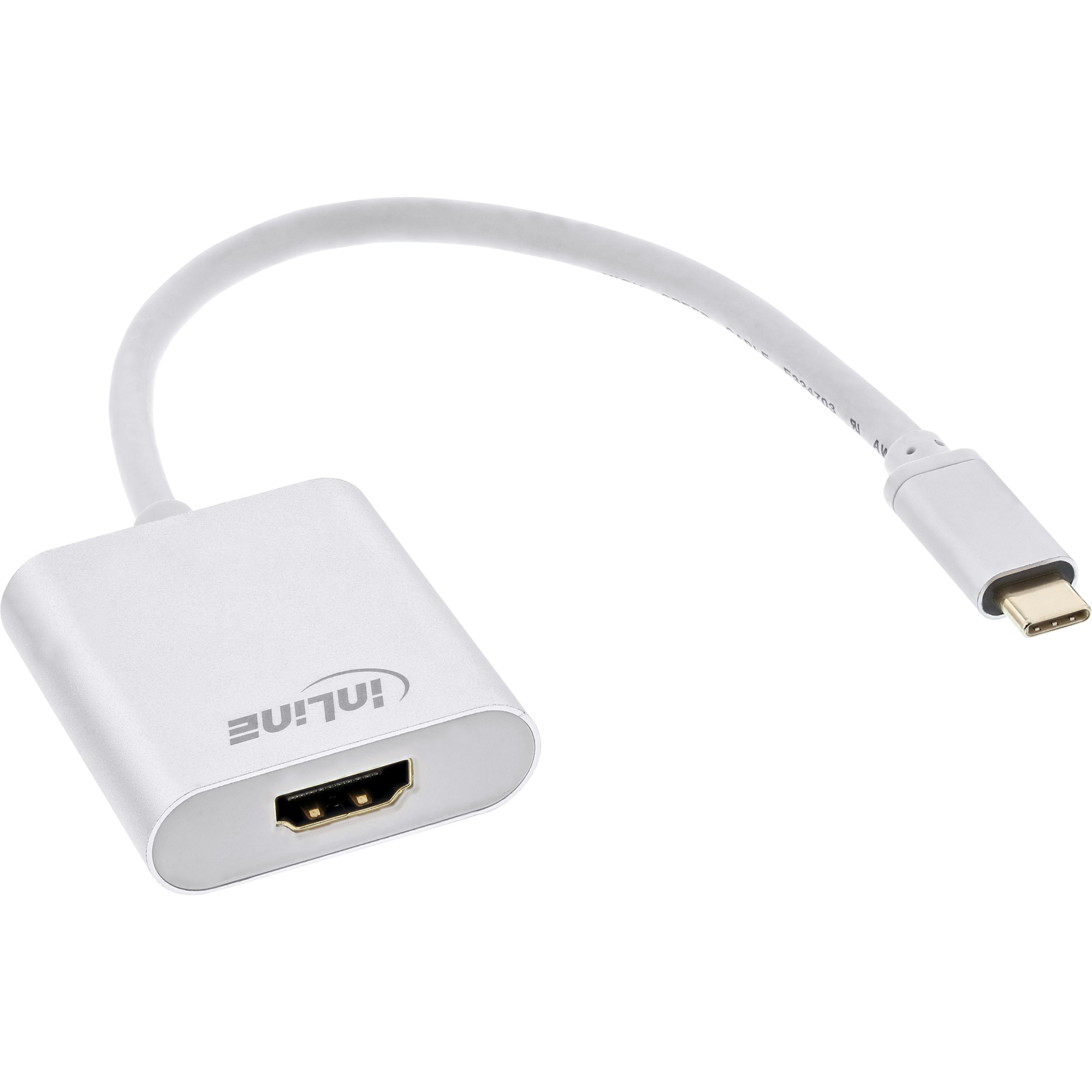 Inline® USB Display Konverter, USB-C Stecker zu HDMI Buchse 4K/60Hz, silber