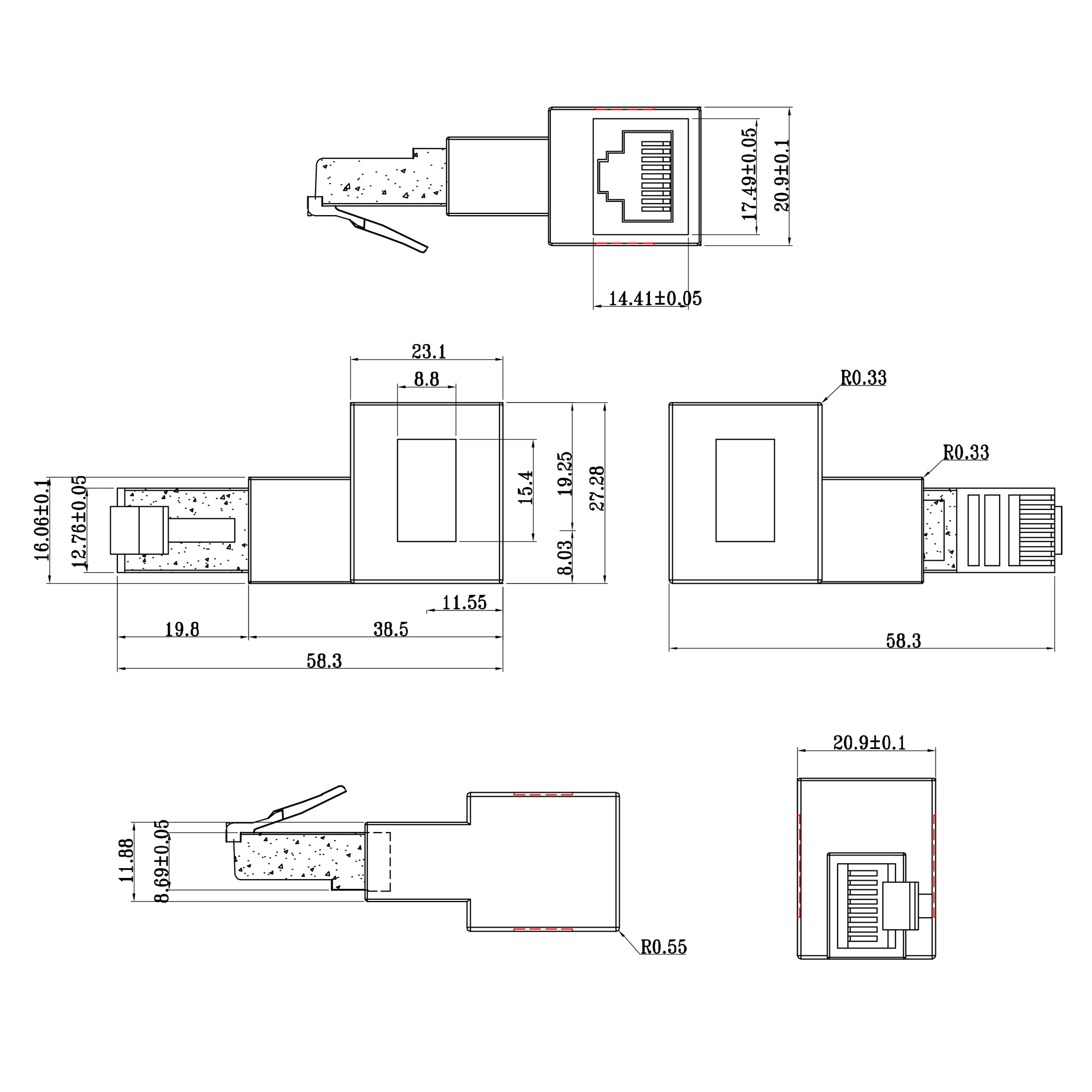 Inline® Patchkabel-Adapter Cat.6A, RJ45 Stecker/Buchse, 90° nach links gewinkelt Inline® Patchkabel-Adapter Cat.6A, RJ45 Stecker/Buchse, 90° nach links gewinkelt
