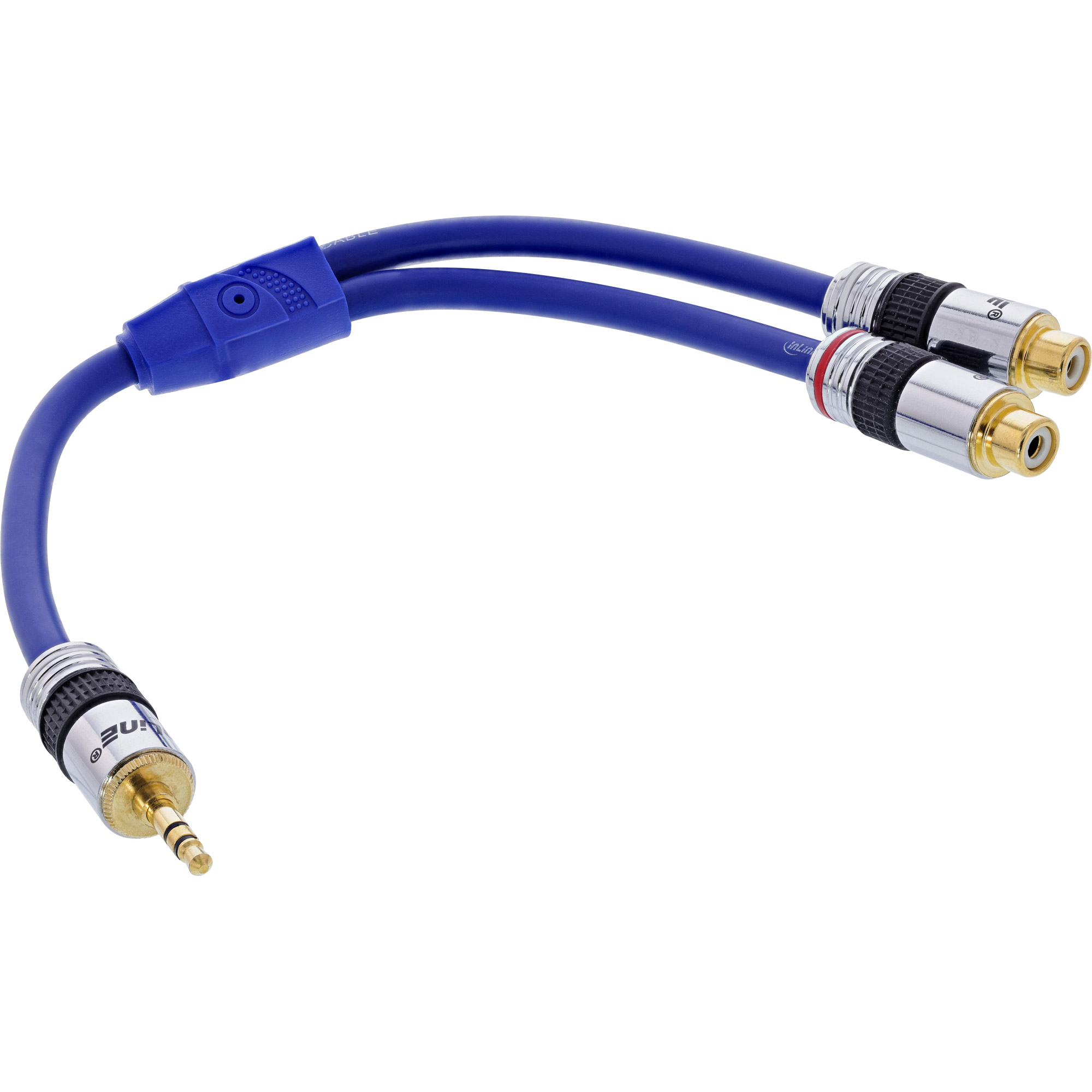 0.25m - Inline® Cinch/Klinke Kabel, PREMIUM, 2x Cinch Buchse an 3,5mm Klinke St.