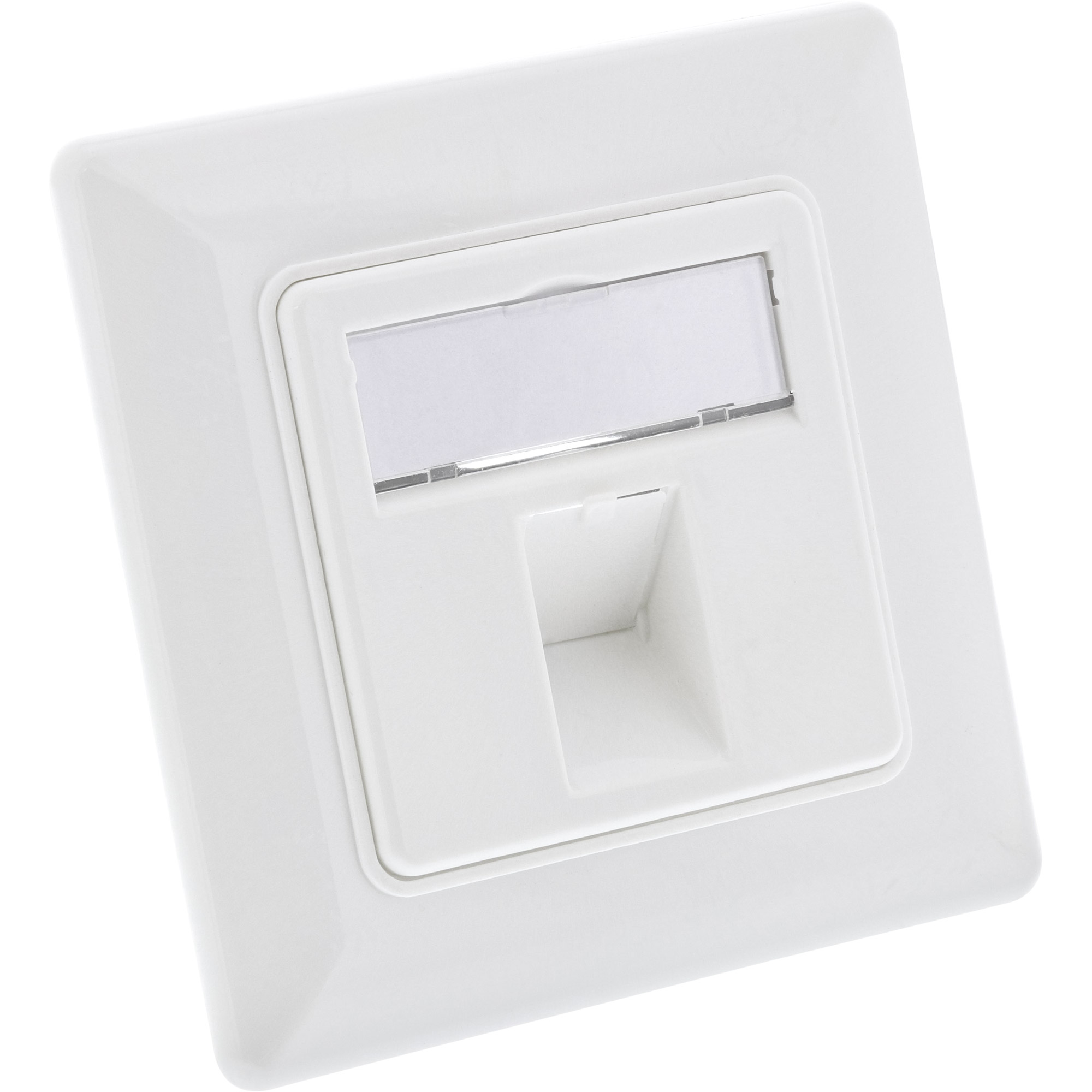 Inline® Rahmenset für 1x RJ45 Bu/LSA Einsatz, Keystone SNAP-In, weiß RAL9010