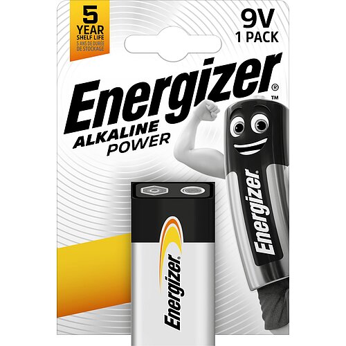 Energizer Alkaline Power 9V Block 6LR61 Batterie - 1er Verpackung
